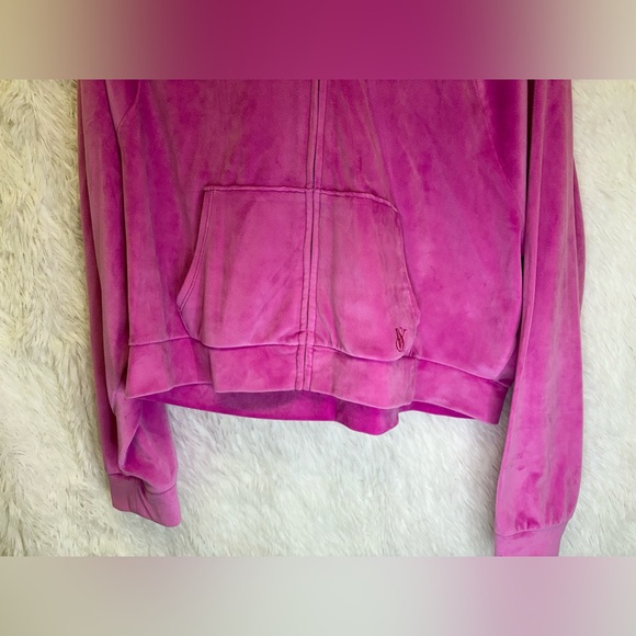 Victoria's Secret On Point Pink Soft Velour Velvet Zip-Up Hoodie | Size Large 💗✨ - Picture 8 of 17